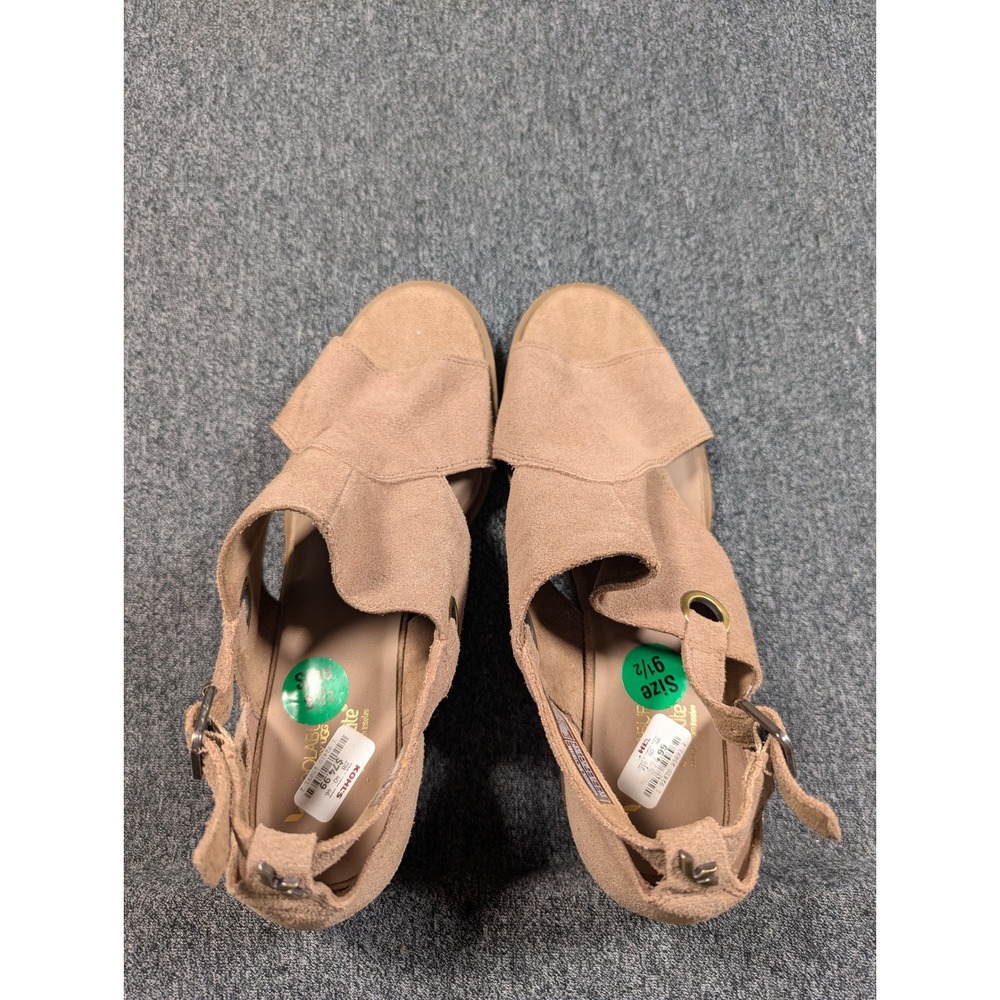Koolaburra by UGG Women Tan Suede Block Heel Sandal 1101659 Open Toe Buckle 9.5